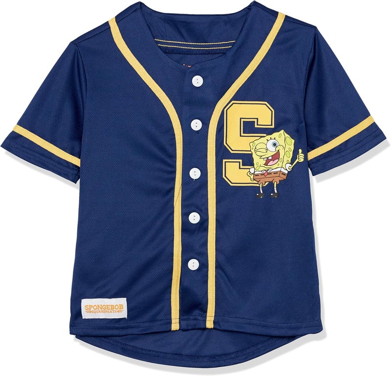 Spongebob Squarepants Boys Spongebob Squapants Boys Baseball Jersey Classic Mesh Button Down Shirt - Nickelodeon - Image 1